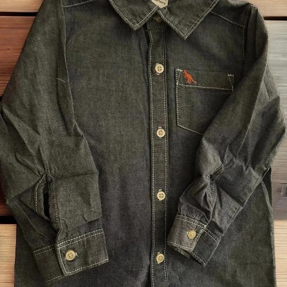2-Piece Chambray Button-Front & Schiffli Pant Set - Toddler Boy 24m